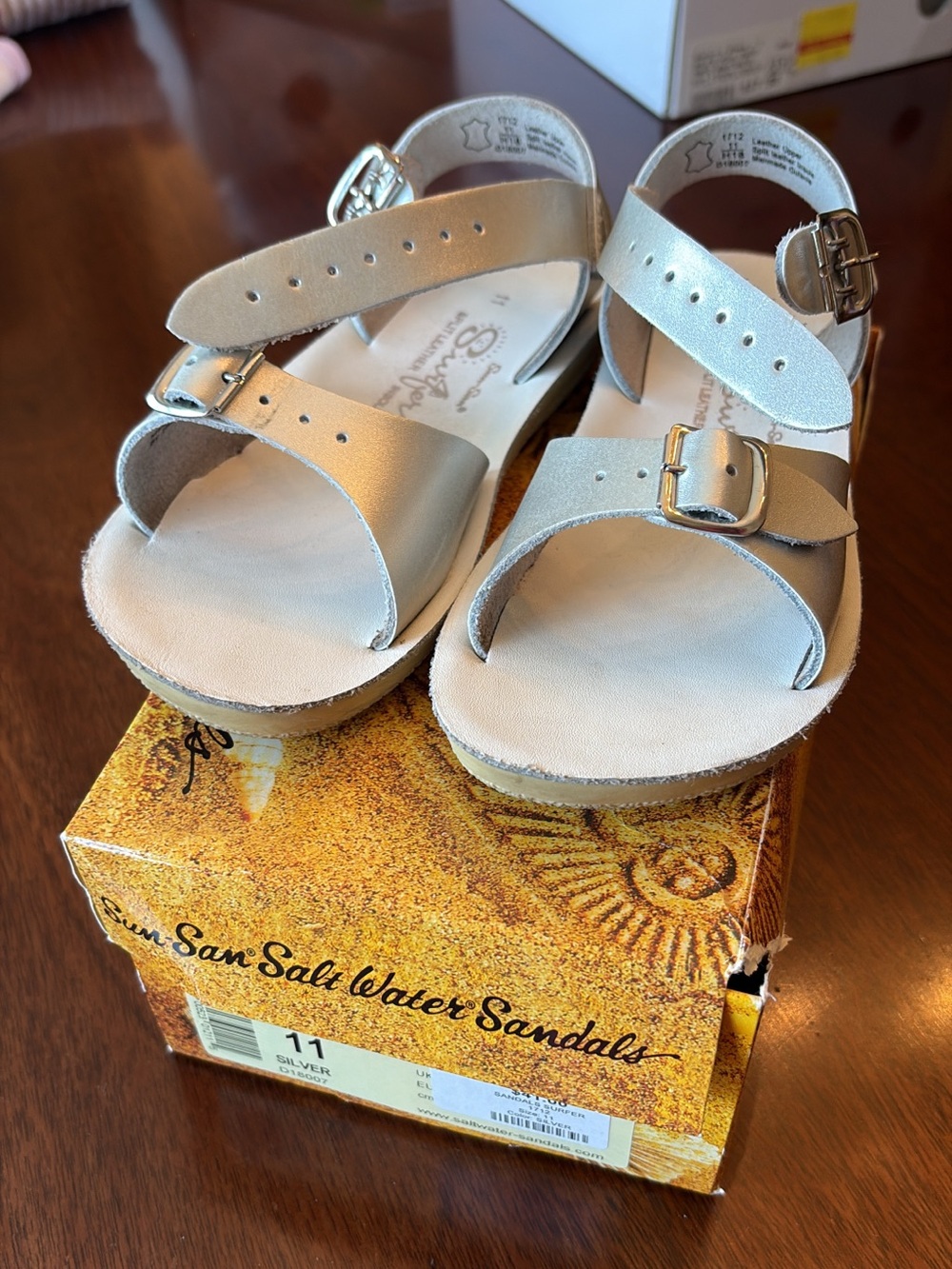 Sun-San Kids Metallic Silver Adjustable Buckle Sandals